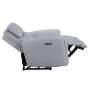 Gray ACME Jeromie power motion loveseat with USB port, featuring reclining seats and synthetic leather upholstery.