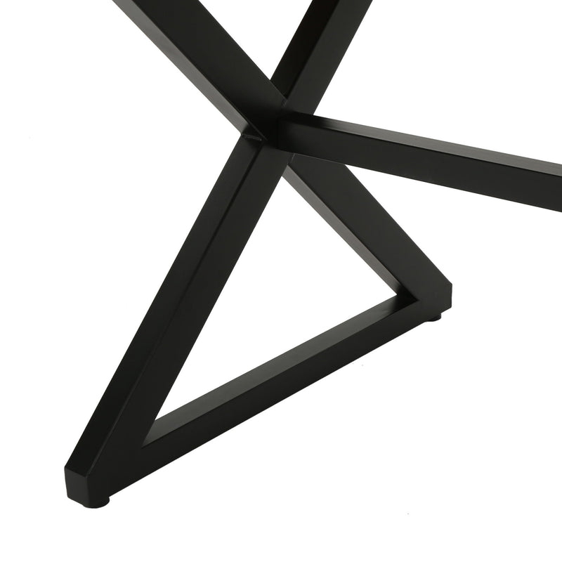 Outdoor aluminum dining table with steel frame from Noble House, perfect for patio or garden dining areas.