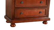 Glory Furniture Meade accent chest with a wooden finish, featuring decorative hardware and a spacious top surface for storage or display.