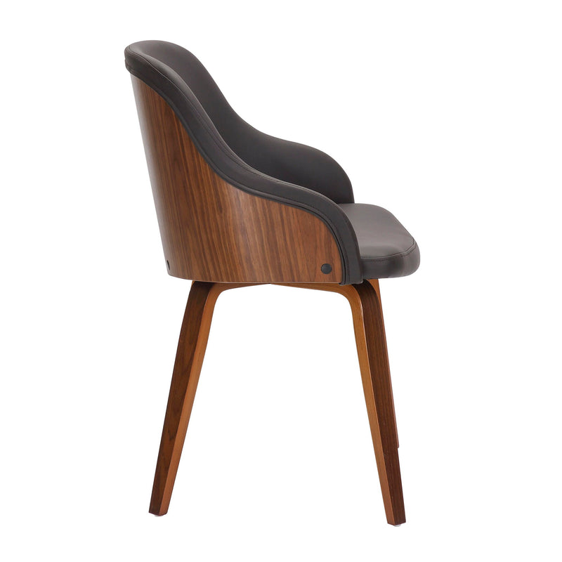 Lumi Source Bacci mid-century modern dining arm chair with wooden legs and upholstered seat and back in a stylish design