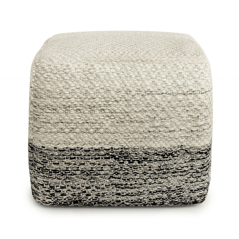 Macie - Square Woven Outdoor / Indoor Pouf - White