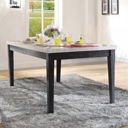 Nolan - Dining Table - White Natural Marble Top & Salvage Dark Oak - R&R Furniture Gallery (Fountain Valley, CA)