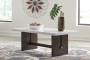 Burkhaus - Rectangular Cocktail Table - White / Dark Brown - R&R Furniture Gallery (Fountain Valley, CA)