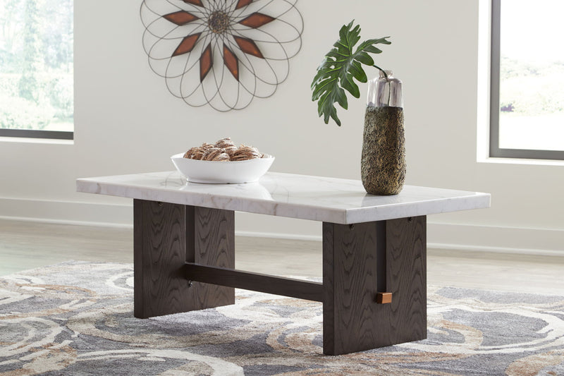 Burkhaus - Rectangular Cocktail Table - White / Dark Brown - R&R Furniture Gallery (Fountain Valley, CA)