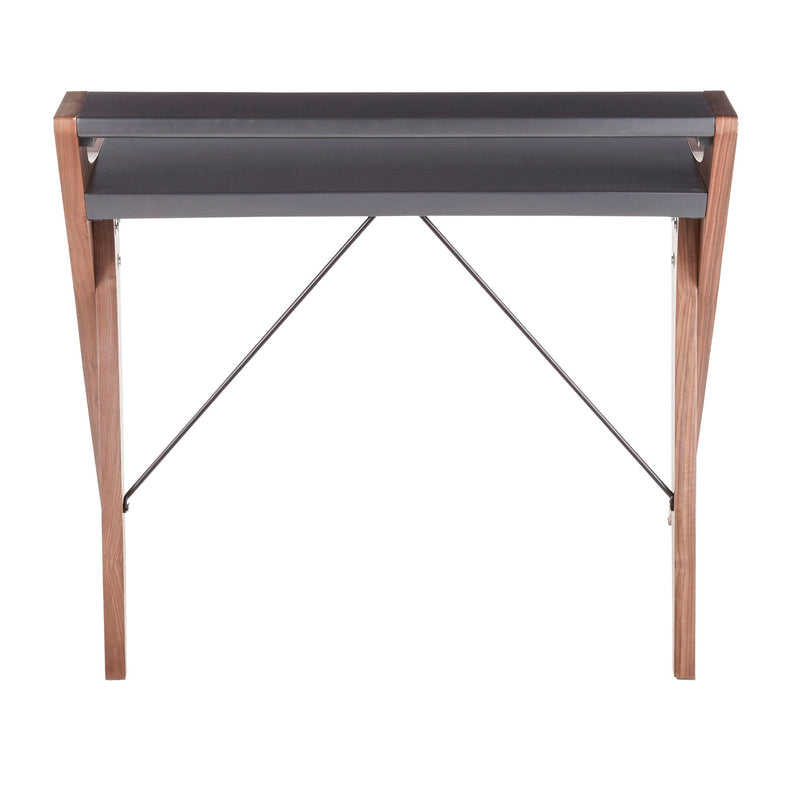 Lumi Source Archer contemporary lift top desk in walnut and gray with sleek modern design and spacious work surface.