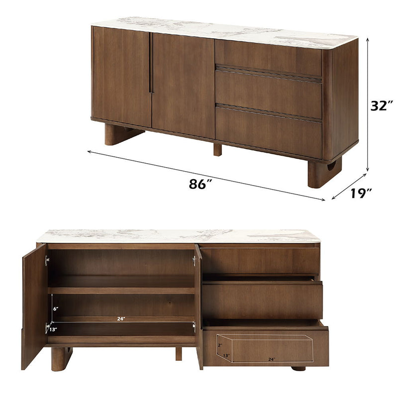 Harvey - Server With Ceramic Top - Walnut - R&R Furniture Gallery (Fountain Valley, CA)