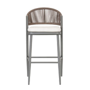 Outdoor Bar Height Metal Frame Counter Stools With Scallop Shaped Backrest & Water Resistant Cushions - R&R Furniture Gallery (Fountain Valley, CA)