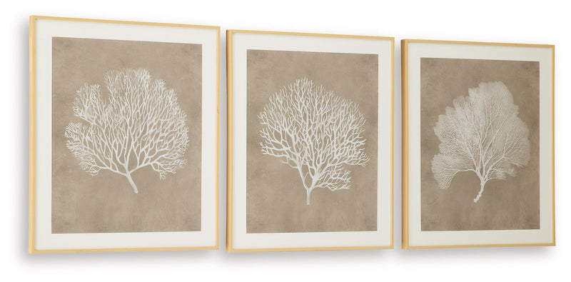 Hendridge - Wall Art Set (Set of 3) - Taupe / White - R&R Furniture Gallery (Fountain Valley, CA)