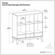 Harper - Low 6 Cube Storage With Drawers - Walnut Brown - R&R Furniture Gallery (Fountain Valley, CA)