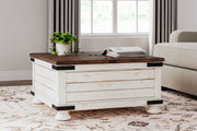 Wystfield - Cocktail Table with Storage - White / Brown - R&R Furniture Gallery (Fountain Valley, CA)