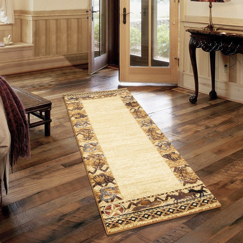 Tribes - 5'3" X 7'3" Southwest Area Rug Polypropylene - Beige - R&R Furniture Gallery (Fountain Valley, CA)