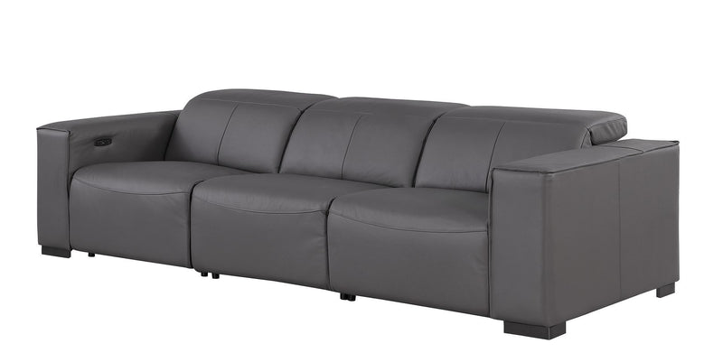 1208 - Leather Reclining Set (Sofa, Loveseat & Chair With 6 Power Recliners)