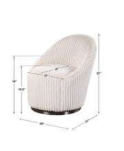 Uttermost Crue fabric swivel chair with plush cushioning and a modern design, shown from a side angle.
