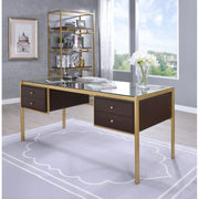 Yumia - Writing Desk - Gold & Walnut - R&R Furniture Gallery (Fountain Valley, CA)