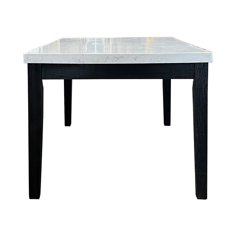 Nolan - Dining Table - White Natural Marble Top & Salvage Dark Oak - R&R Furniture Gallery (Fountain Valley, CA)