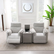 Emee - Console With USB - Gray Corduroy - R&R Furniture Gallery (Fountain Valley, CA)
