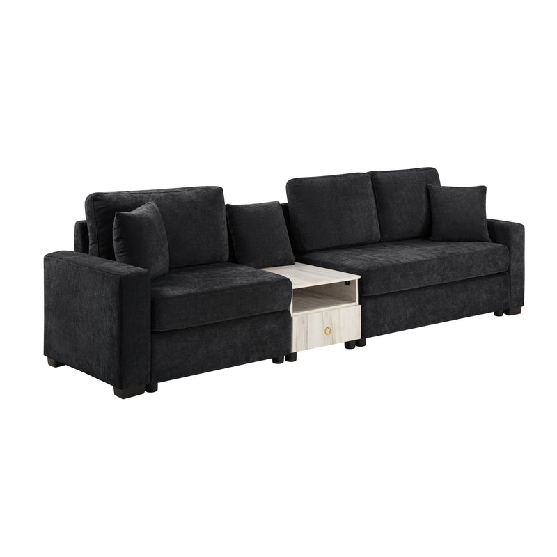 Noble House modular sofa couch with storage armrest and center console, stationary design, in a modern living room setting.