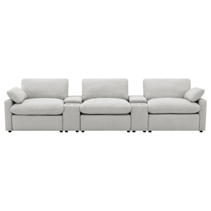 Hollander - 5 Piece Power Home Theater Seating Set With Reclining Comfort And Dual Storage Consoles - Gray