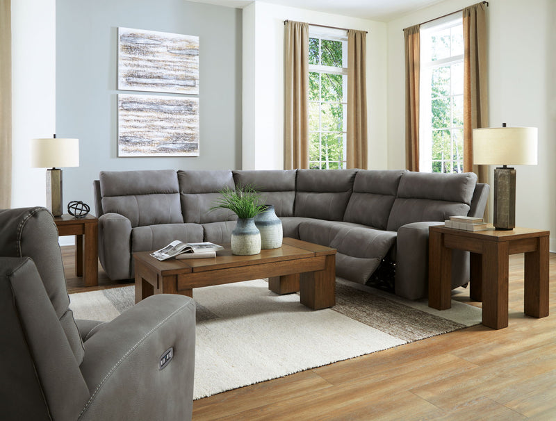 Signature Design by Ashley Next-Gen Durapella power reclining sectional set with six pieces, featuring plush cushions and modern design.