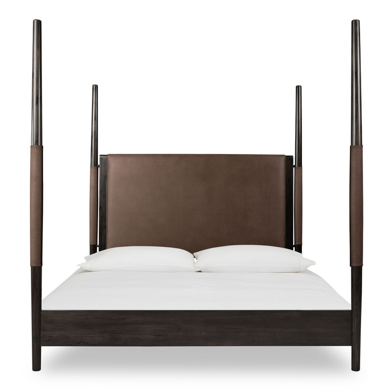 Koko Queen-size Upholstered Poster Bed in Minx