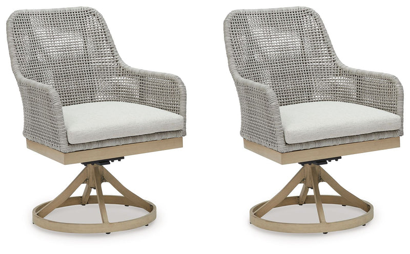 Seton Creek - Swivel Chair With Cushion (Set of 2) - Gray - R&R Furniture Gallery (Fountain Valley, CA)
