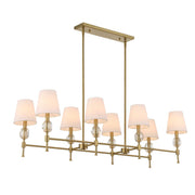 Uttermost Arques 8-light linear chandelier with white and gold finish, showcasing modern design and elegant lighting.