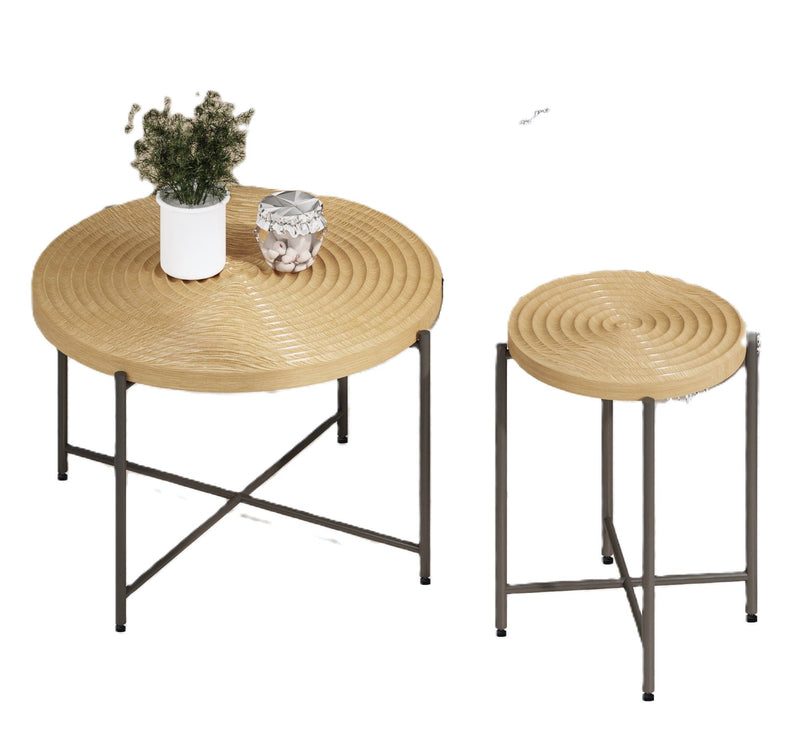 Coffee And End Table Set Waterproof Cover, Distressed Cylindrical Design, Legs Classic Rustic Charm (Set of 2) - R&R Furniture Gallery (Fountain Valley, CA)