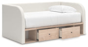Signature Design by Ashley upholstered Arloster day bed with plush fabric, featuring a modern design and a comfortable, versatile sleeping surface.