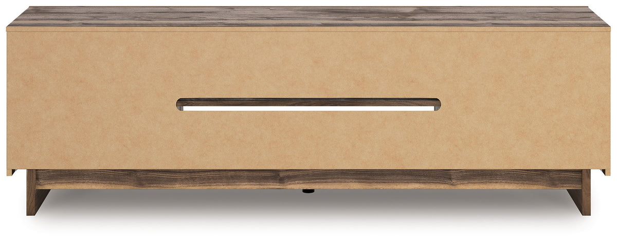 Signature Design by Ashley Zadilyn TV stand with fireplace option, showcasing a modern wood finish and integrated fireplace feature.