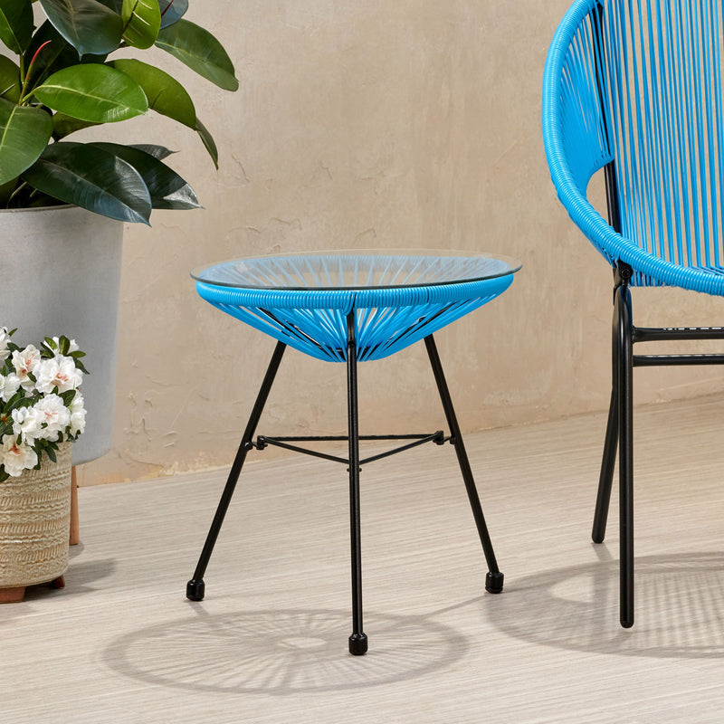 Nusa - Modern Rattan Side Table With Tempered Glass Top - R&R Furniture Gallery (Fountain Valley, CA)