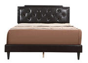 Button tufted upholstered bed by Glory Furniture with cozy, plush fabric and elegant tufted headboard for comfortable sleeping spaces.
