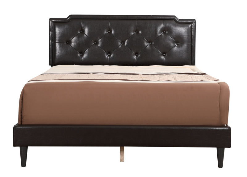 Button tufted upholstered bed by Glory Furniture with cozy, plush fabric and elegant tufted headboard for comfortable sleeping spaces.