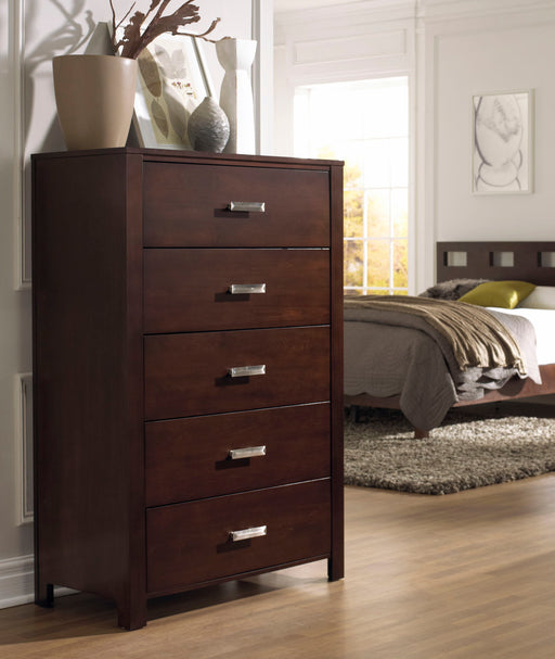 Riva Five Drawer Chest in Chocolate Brown (2024) - R&R Furniture Gallery (Fountain Valley, CA)