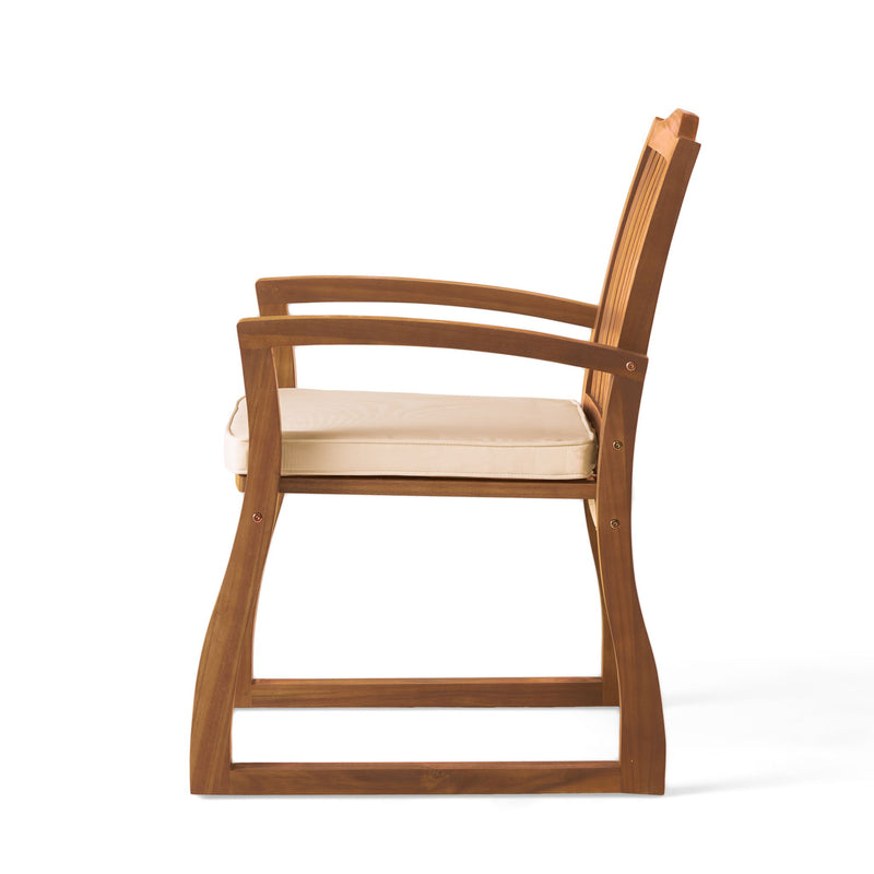 Della - Wood Armchair (Set of 2) Outdoor Dining Chairs - Cream - R&R Furniture Gallery (Fountain Valley, CA)