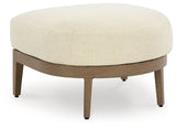 Serene Bay - Ottoman With Cushion - Dark Brown / White - R&R Furniture Gallery (Fountain Valley, CA)