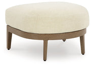 Serene Bay - Ottoman With Cushion - Dark Brown / White - R&R Furniture Gallery (Fountain Valley, CA)