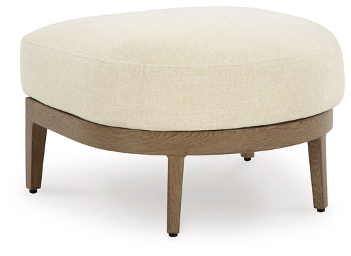 Serene Bay - Ottoman With Cushion - Dark Brown / White - R&R Furniture Gallery (Fountain Valley, CA)