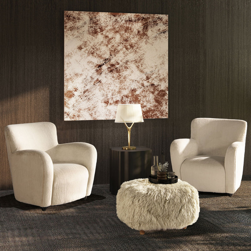 Enchante - New Zealand Sheepskin Rectangular Accent Ottoman - Taupe / Natural - R&R Furniture Gallery (Fountain Valley, CA)