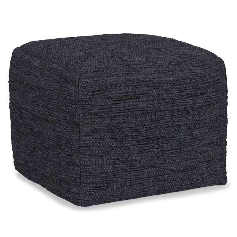 Simpli-Home Fredrik handcrafted square accent pouf with neutral fabric and sturdy construction, perfect for living room decor.