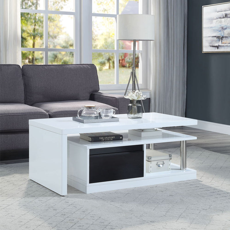 Buck II - Coffee Table With Swivel Top - White & Black High Gloss - R&R Furniture Gallery (Fountain Valley, CA)