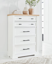 Ashbryn - Five Drawer Chest - White / Natural - R&R Furniture Gallery (Fountain Valley, CA)