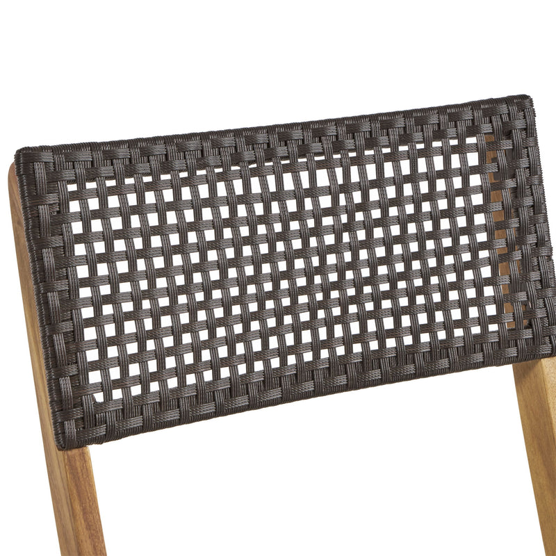 Noble House bistro foldable armless chair with wicker backrest and metal frame, perfect for outdoor or patio seating.