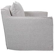 Gray Welland swivel chair by Uttermost with a modern design, featuring a cushioned seat and sleek metal base.