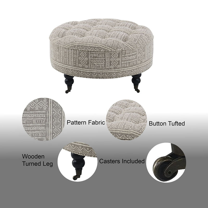 Upendo - Ottoman With Caster - Pattern Fabric - R&R Furniture Gallery (Fountain Valley, CA)