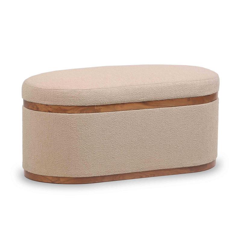 Olivier - Boucle Oval Storage Ottoman - R&R Furniture Gallery (Fountain Valley, CA)
