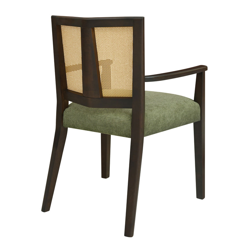 Mid Century Modern Arm Dining Chair Set With Rattan Backrest - R&R Furniture Gallery (Fountain Valley, CA)