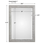 Silver Mossley metallic wall mirror by Uttermost featuring a round shape and textured metallic frame.
