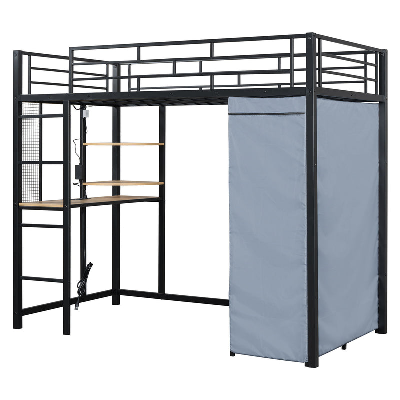 Loft Bed With Desk, Shelves, Power Outlet, LED Light And Wardrobe - R&R Furniture Gallery (Fountain Valley, CA)