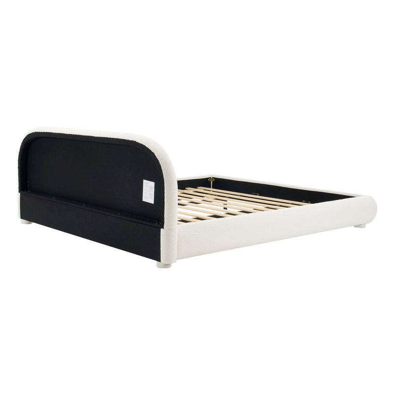 Upholstered Simple Modern Bedroom Bed With Curved Headboard - R&R Furniture Gallery (Fountain Valley, CA)