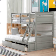 DreamHaus bunk bed with integrated storage drawers, featuring a sturdy wooden frame and ladder for space-saving bedroom furniture.